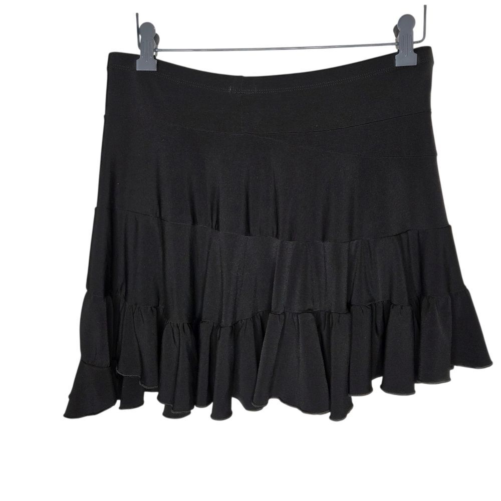 United Colors of Benetton Black Tiered Ruffle Stretch Jersey Mini Skirt, Medium